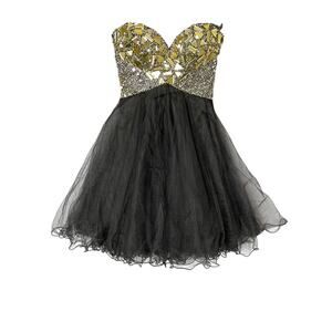 Night Moves Y2K Gold Bling Corset Sleeveless Tulle Skirt Dress Women  Size 2